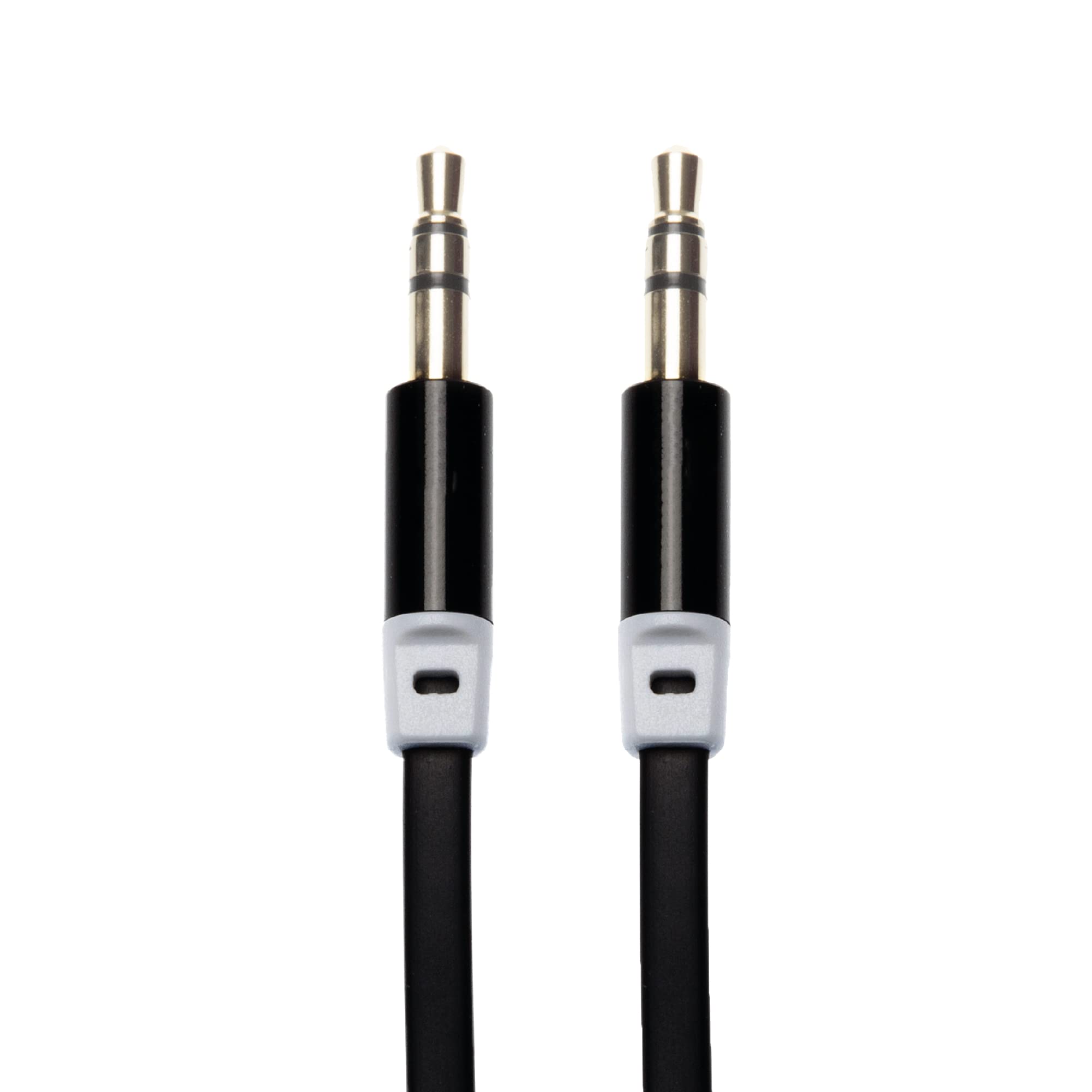 APM 418019 Flat Stereo Jack Cable 3.5 mm Male/Male Connectors 2 m Long Compatible with Amplifiers and PC Devices Black