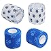 Pet Bandage Cohesive Bandage Self Adhering Wrap Tape, Multi-Function Elasticity Gauze Rolls Wrap First Aid Vet Tape for Dogs Cats Horses Birds Ankle Sprain (White and Blue)