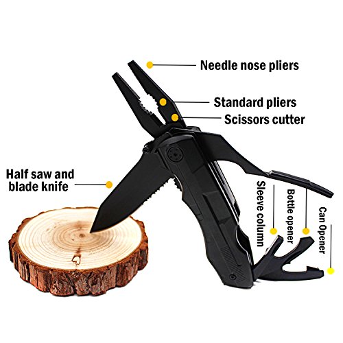 GETUHAND Multitool Knife 8-in-1 Multi Purpose Tools with Folding Knife Plier,Sheath and Bit Set Kit in Durable Black Oxide Stainless Steel for Hiker, Hunter, Solid Reliable Multi Tool Pocket Knife