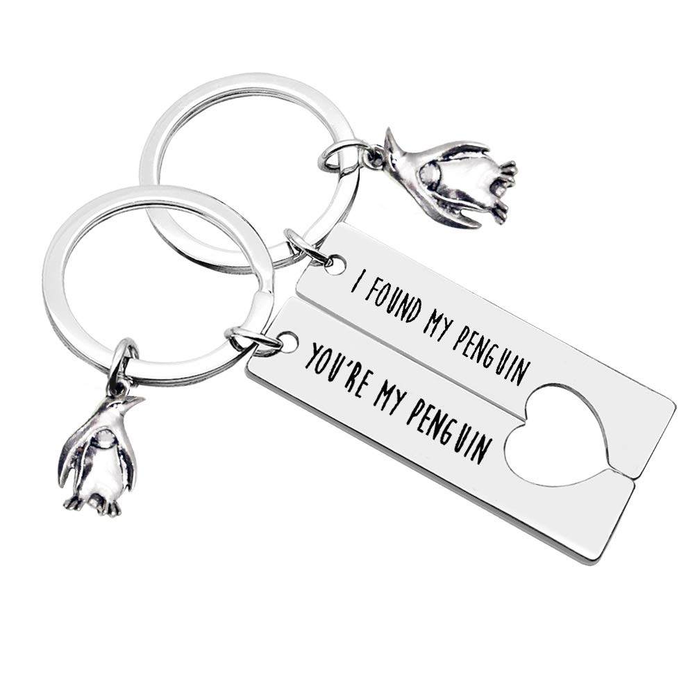 Penguin Lover Gifts Keychain Couple Keyring Set You're My Penguin I Found My Penguin Matching Couple Keychain Gifts for Girlfriend Boyfriend Personalized Couples Keyring Gift for Christmas Wedding