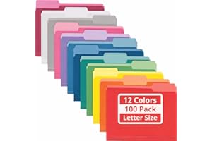 Enday Colored File Folders Letter Size (100 Pack) Assorted Colors, 1/3 Cut Tabs Color File Folders, Two Tone Colored Folders 
