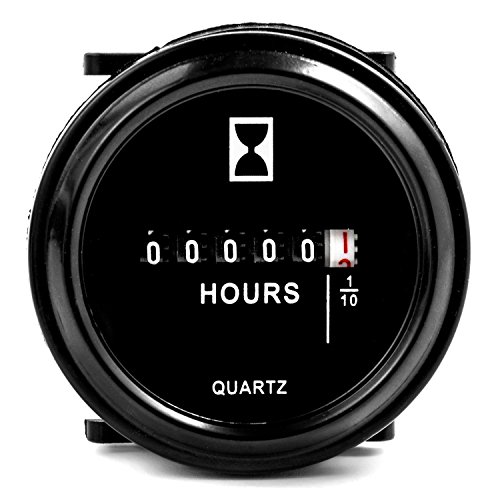 Waterproof 2" Quartz Round Hour Meter Gauge for Marine Boat Engine Automotive Motorcycle ATV Snowmobile John Deere Fork Lift CAT Tractor Generator Engine Mower