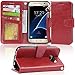 Arae Wallet Case for Samsung Galaxy S7 with Wrist Strap and Credit Card Holders (Not for S7 Edge) - wine red