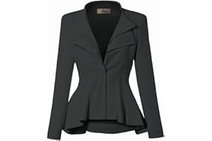 Hybrid & Company Women Double Notch Lapel Sharp Shoulder Pad Office Blazer