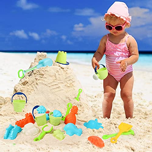3 otters 29PCS Beach Toys, Colorful Sand Toy Set Kids Beach Toys Water Gun, Molds, Shovels, Buckets and Watering Can