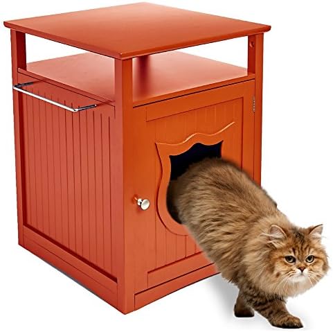 Pet Hup Hup Nightstand Pet House/Cat Litter Box Cover Litter Box Furniture (Walnut/Brown)