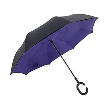 MOVINTO Reverse Umbrella - Umgedrehter Regenschirm - C-Griff - idealer Autofahrerschirm - hält die Nässe im Schirm-Ihr Auto b