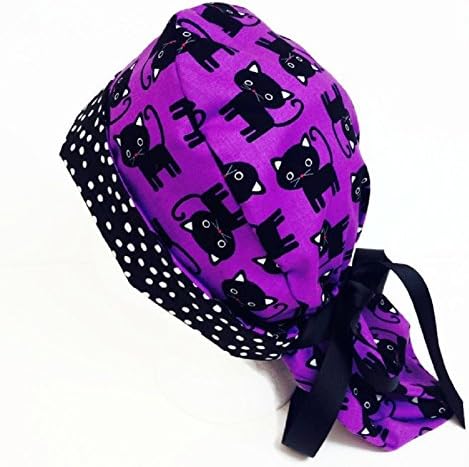 Ponytail Halloween Scrub Hat Meow Mix