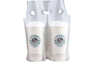 BGCLOUD Drink Carrier for Delivery, 100PCS Clear Plastic Bags with Handle for Drink Cups/Coffee Cups/Tea/Juice Delivery Takeout Apply to Coffee Shop/Restaurant/Bar(2 cup hold 30x30cm)