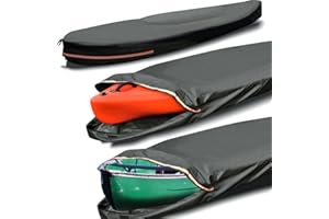Smikodo 600D Kayak Covers for Outdoor Storage,Kayak Cover 14 ft Canoe Covers Paddle Board Cover Fit 13-16ft,Protects Against Water,UV,Dust for Outdoor/Indoor Storage Grey