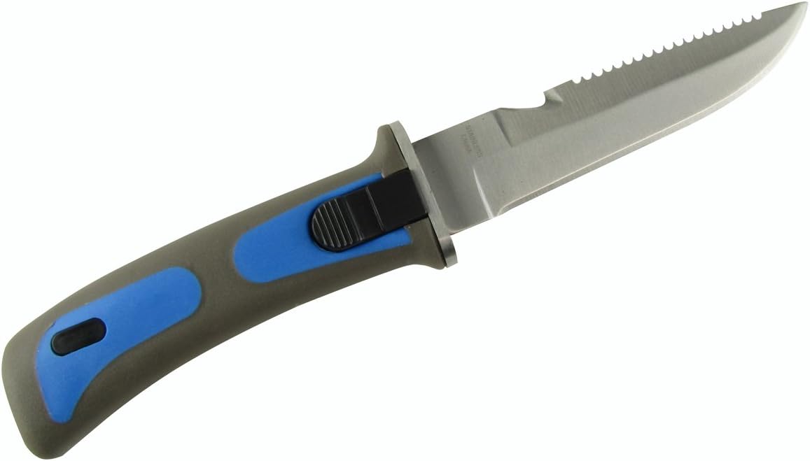 Treasure Gurus Stainless Steel Blue Dive Knife with Sheath Arm or Leg Straps and Line Cutter : Sports & Outdoors