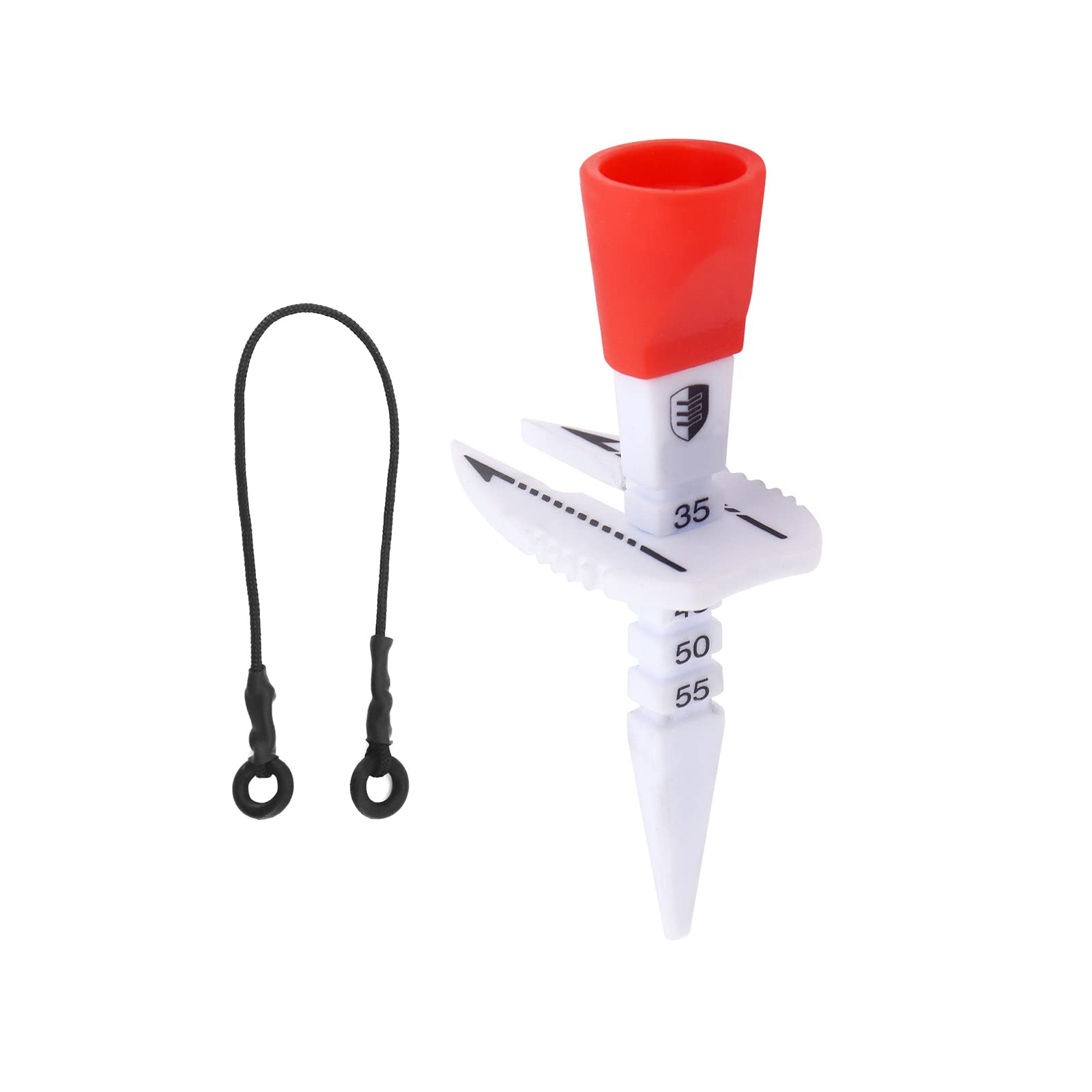 Hensych 1pcs 85mm Conspicuous Red Plastic Golf Tee Golf Nail Golf Ball Holder Adjustable Height (35~55mm) Training Ball Stand Prevent Loss Rope Golf Divot Tool Golf Supplies for Outdoor Indoor