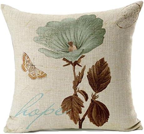 LOULANJX Square Decorative Throw Pillow Case Cushion Cover Hand Painted Lotus Leaf Butterfly Flowers Pattern Cotton Linen Fashion Pillowcase Pillow Cover 18 X18 Inch Four Seasons General (JX96-G)
