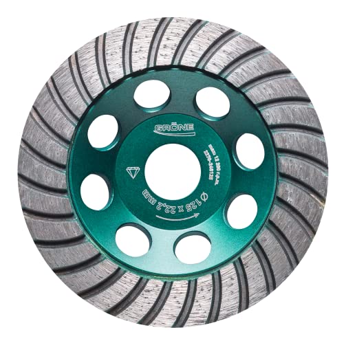 GRÖNE Stahl Turbo Topfscheibe - Überhitzt Nicht - Universell Einsetzbar - Sehr Langlebig - Diamantbeschichtet - 125 x 22,23 mm