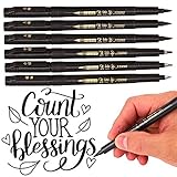 (4 Size,6 Pack) Calligraphy Pens, DealKits Brush Pen Markers Sets Kits for Kids Beginner Caligrapher Hand Lettering Writing Guide Chinese Caligraphy Art Drawings Signature Illustration Design, Black
