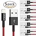 Iphone 8 cable 5pack Hibiker Lightning Cable To Usb Cable Tpe Materia 8 pin Lightning Cable Sync USB Charger Cord For Iphone7/7plus/6/6s/6s plus/5/5s /Ipad MINI (Red) [5pack 1ft/1ft/3ft/3ft/6ft]
