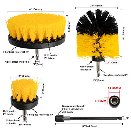 [4 Pack Set] Auto Detailing Drill Brush Set , Wheel Cleaner Brush , Car