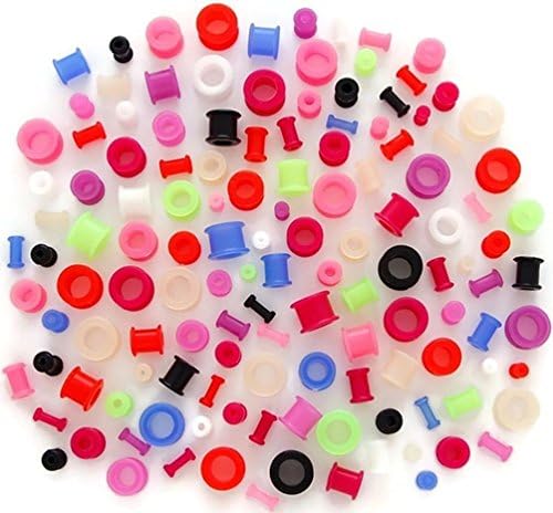 Silicone Flexi Tunnels - Sold by Pair (Choose Color &amp; Size) (Blue (00G / 10mm))