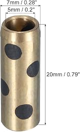 sourcing map Sleeve Bearings 5mm Bore 7mm OD 20mm H Brass Graphite Oilless view 2