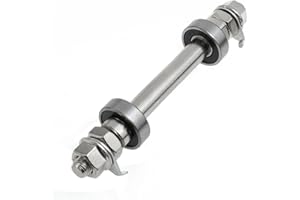 Meuey Lyot Front Hub Axle Bicycle Axle Bike Axle 140mm/5.5 Inch Bicycle Multiple Speed Front Hub Axle 3/8'' Silver 26TPI Hub Nut Washer Kit 1PCS