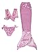 Dressy Daisy Girls' 3pcs Mermaid Tail Swimwear Mermaid Swimsuit Bathing Suit Bikini Costume Dress Size 6 / 6X Purple Pink A