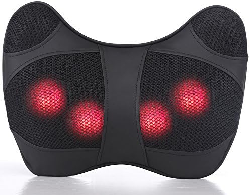 EODO Shiatsu Heat Therapy Massaging Pillow That Relieve Neck, Shoulder &amp; Back Sore Muscles - Ideal For Home, Office ,Travel Or Car Use Forward &amp; Reverse Rotation Adjustable Speed - Black (black)