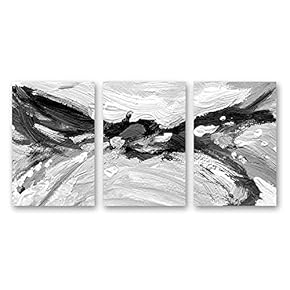 wall26 3 Panel Canvas Wall Art Black and...