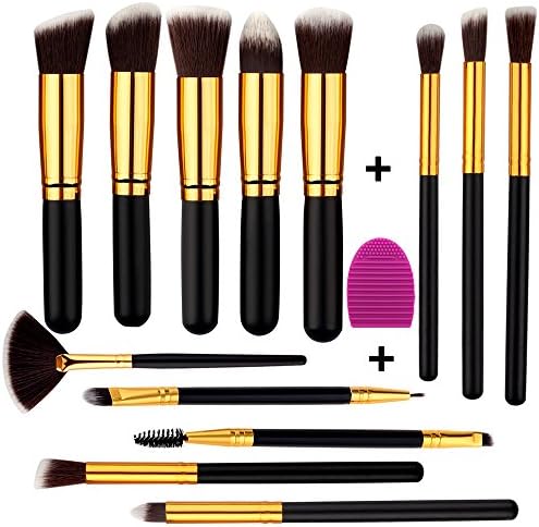 Makeup Brush, AKEDRE 14pcs Premium Synthetic Kabuki Foundation Face Powder Blush Eyeshadow Brushes Eyeliner brush Eyelash brush Makeup Brush Kit with Brush Egg (13+1pcs) (ponceau)