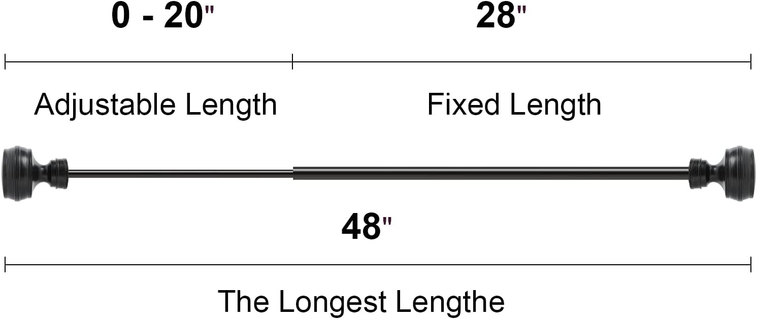 OLV 2 Pack Retro Curtain Rod 3/4" Adjustable Single Window Rod 28"-48" with Cylindrical Designed Treatment Antique Finials Black Drapery Rods.: Home Improvement