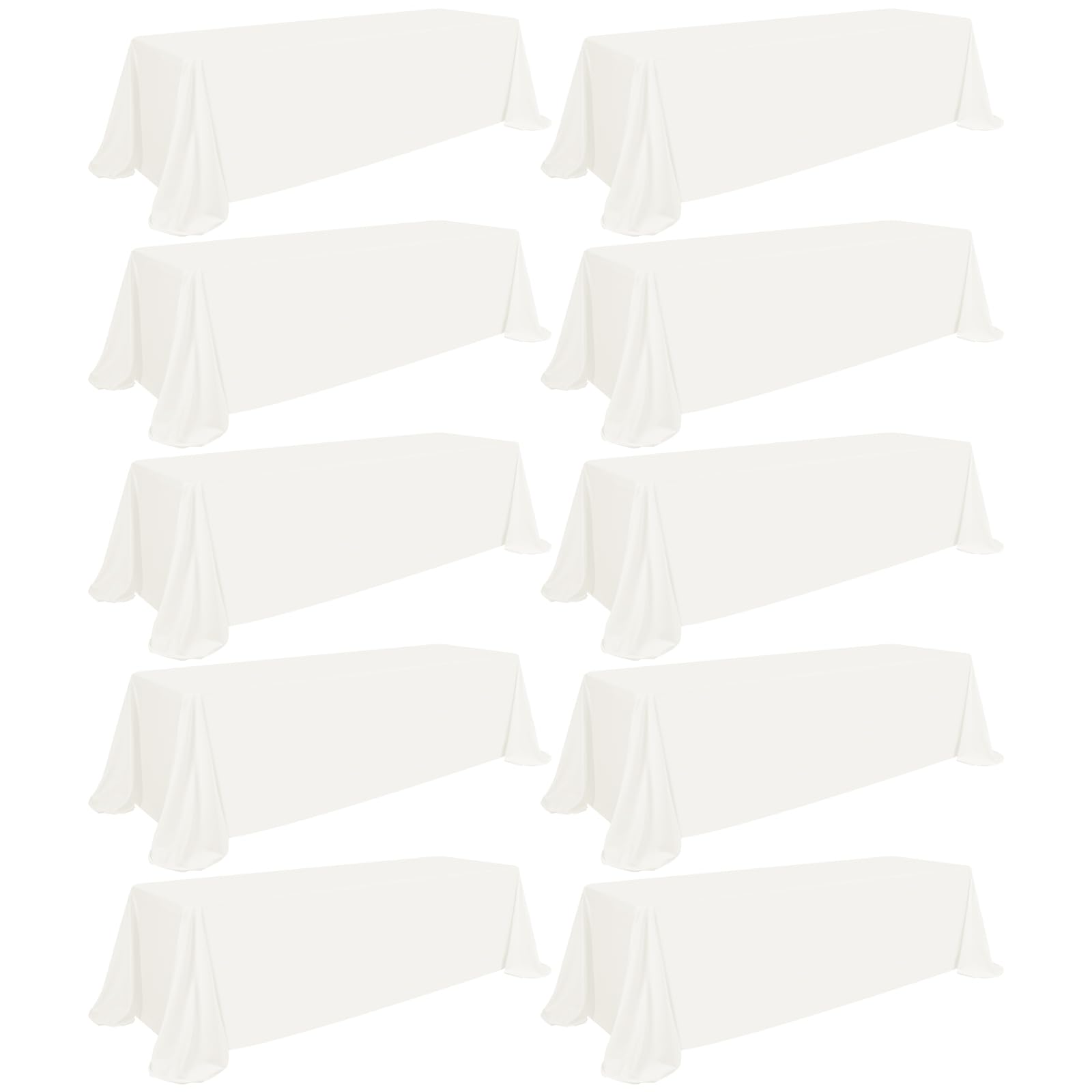 Photo 1 of 10 Pack Table Cloth 90x132,Ivory Tablecloth Rectangle for 8 Foot Table,Resistant Stain and Wrinkle Washable Fabric Tablecloth,Polyester Table Cover for Dining Table Buffet Party and Wedding