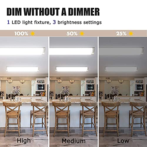 AntLux 4ft LED Kitchen Ceiling Light Fixture Dimmable (No Dimmers