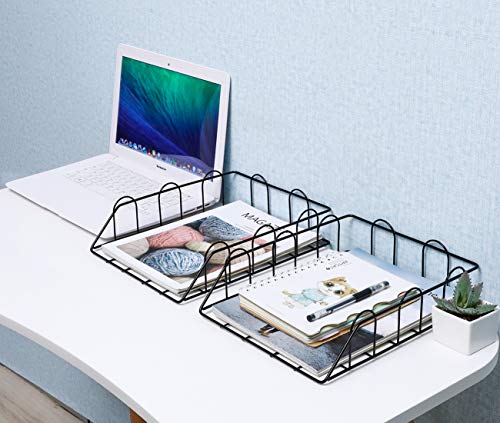 Superbpag 2 Pack Stackable Desktop Document Letter Trays File Organizer, Black