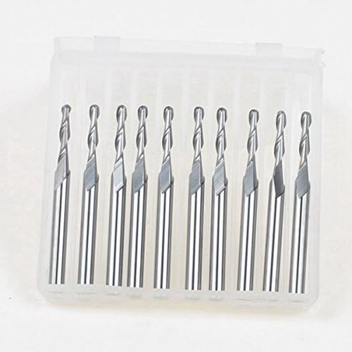 10pcs 3.175 X 2mm 2 Flute Carbide Ball Nose End Mills Router Bit 12mm CEL