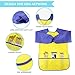 SIMPZIA 3 Pack Kids Art Smock, Children Waterproof Artist Painting Aprons with 4 Paint Brushes for Art Craft Cooking Lab Activity - Ages 2-6