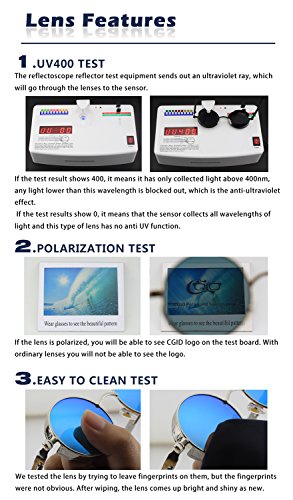 CGID E72 Retro Steampunk Style Inspired Round Metal Circle Polarized Sunglasses for Men