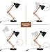 MUTUW Wooden Swing Arm Desk Lamp, e26 e27 LED Bulb Lamp, 40W, Metal Wooden, Perfect for Reading Study Work Office, Black