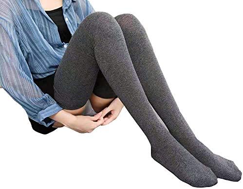 Ladies Girls Over Knee High Socks - High Long Socks Solid Color Socks Thigh High Stockings Leg Warmers Cotton Stocking