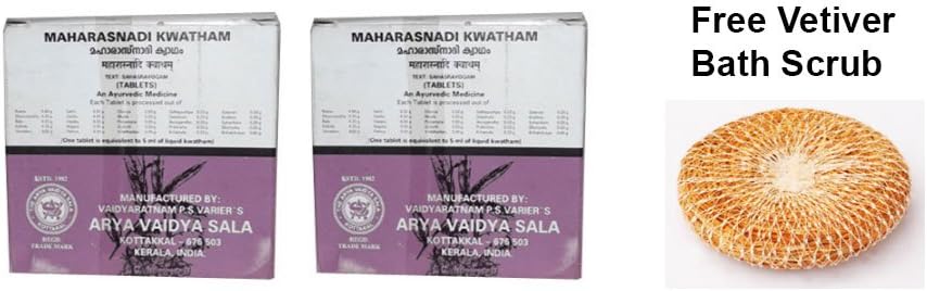 Pack of 2 - Kottakal Arya Vaidya Sala Maharasnadi Kwatham - 100 Tablets + Vetiver Scrub