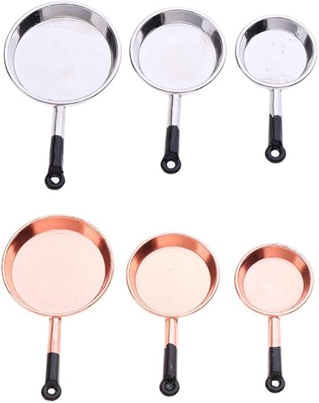 Amazon Diy ドールハウス 鍋 フライパン ミニチュア 1 12 食器モデル 調理器具 キッチン用品 6点 家具 ホビー