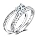 JewelryPalace Wedding Rings Solitaire Engagement Rings For Women Anniversary Promise Ring Bridal Sets 925 Sterling Silver 1.3ct Cubic Zirconia Simulated Diamond