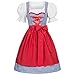 Gaudi-leathers Traditional Women's German Dirndl Dress 3 Pieces Checkered, Costumes for Bavarian Oktoberfest, Carnival or Halloween, blue with red apron 40