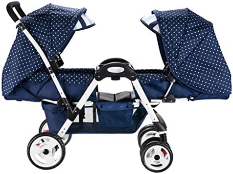 Twin Baby Stroller, 2 Baby Umbrella Caravans, Sit Lie Down, Light and Easy to Fold, Stroller