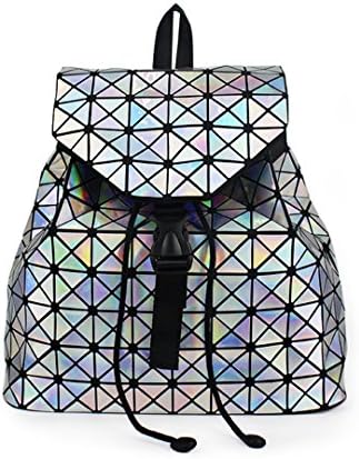 Feminine Geometric Lattice Sequins Teenage Girl Hologram Drawstring Bag