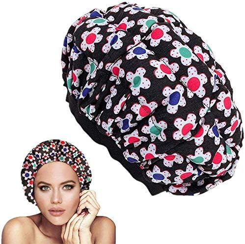 Lzpff Deep Conditioning Thermal Heat Cap with 10 Pcs Disposable Shower Caps, Cordless Microwavable Heat Cap Hat for Steaming Therapy, Oil Treatments or Spa Thermal (B)