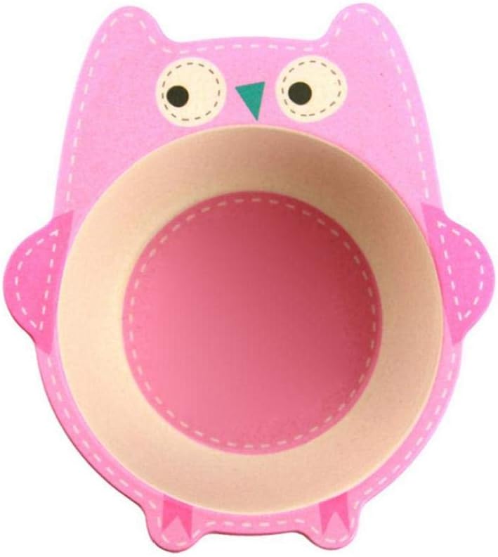 Natural Bamboo Fiber Bowls Children Infant Toddler Portable Environmental Plate Owl Cute Cartoon Baby Dishes Baby Feeding Tableware
