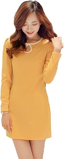 Amazon Co Jp Lecpra レクプラ Aライン パフスリーブ ミニ丈 ワンピース レディース 赤 黄 赤茶 黒 S M L Xl Xxl 長袖 服 ファッション小物