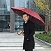 G4Free Wooden J Handle Classic Golf Umbrella Windproof Auto Open 52 inch Large Oversized Double Canopy Vented Rainproof Cane Stick Umbrellas for Men Women (Wine Red)