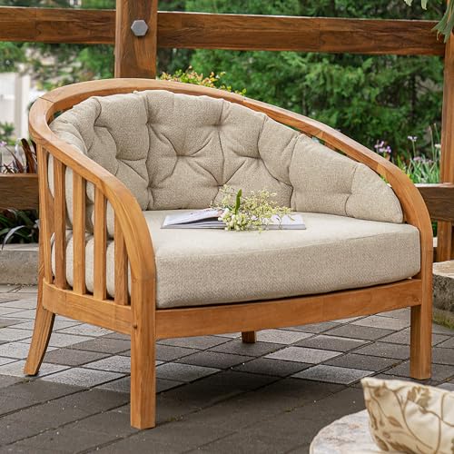 Cambridge Casual Bronte Teak Outdoor Club Chair, Oversized Teak Patio Chair wit…