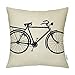 HIPPIH 4 Packs Cotton Linen Sofa Home Decor Design Throw Pillow Case Cushion Covers 18 X 18 Inch,4 x Bike