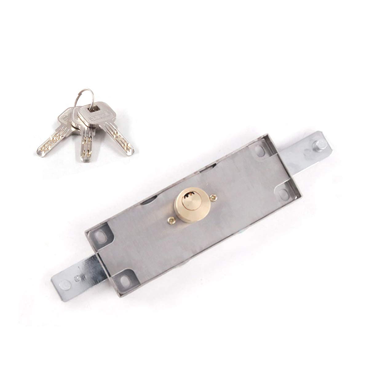 1 Set Rolling Gate Door Lock Stainless Steel Roller Shutter Door Lock with 3 Keys for Warehouse Garage Vertical Door